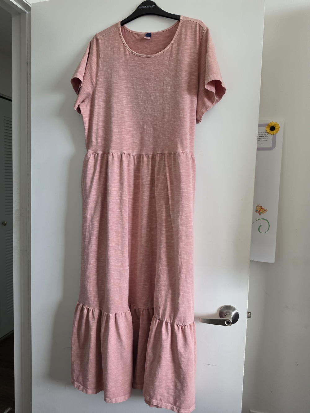 Old Navy Pink Short-Sleeve Tiered Maxi Dress